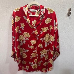 Victoria’s Secret Vintage Red Floral Nightgown Sleep Shirt Large